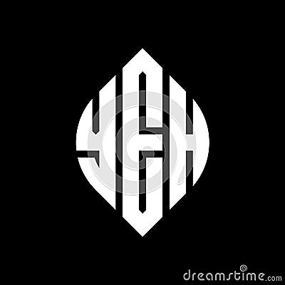 YEH circle letter logo design with circle and ellipse shape. YEH ellipse letters with typographic style. The three initials form a Vector Illustration