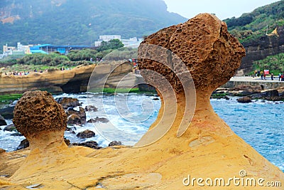 Yehliu geopark in Taiwan Stock Photo