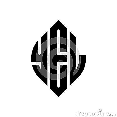 YEL circle letter logo design with circle and ellipse shape. YEL ellipse letters with typographic style. The three initials form a Vector Illustration