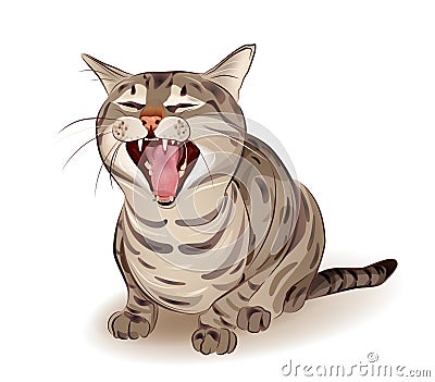 Yelling tabby cat Vector Illustration