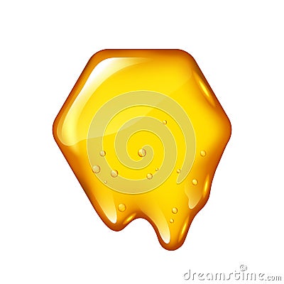 Yelllow honeycomb with flowing honey isolated, vector design for logo Vector Illustration