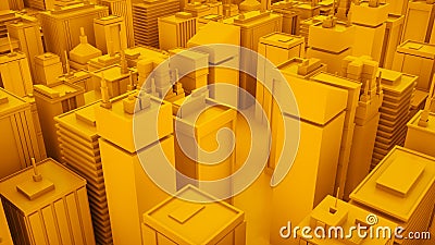 Yellow abstract 3d isometric megalopolis with skyscrapers. 3d illustration Cartoon Illustration