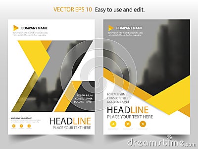 Yellow abstract triangle annual report Brochure design template vector. Business Flyers infographic magazine poster. Vector Illustration