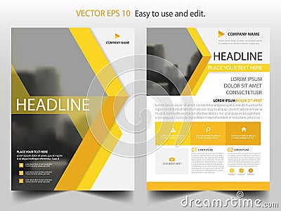 Yellow abstract triangle Brochure design template vector. Business Flyers infographic magazine poster.Abstract layout template , Vector Illustration