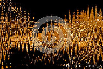 Yellow abstraction with crew graph silhouette Stock Photo