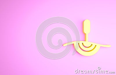 Yellow Acupuncture therapy icon isolated on pink background. Chinese medicine. Holistic pain management treatments Cartoon Illustration