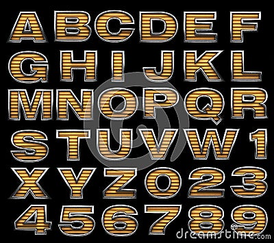 Yellow alphabet with metal Stock Photo