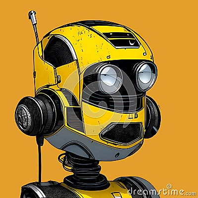 Yellow android robot Stock Photo