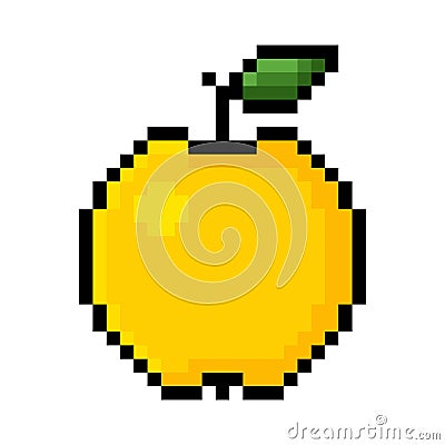 Yellow apple pixel art on white background Stock Photo