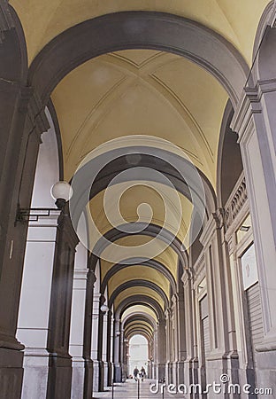 Yellow Archway in European city Stock Photo