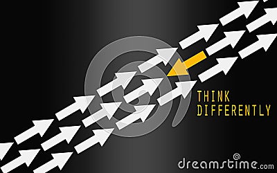 Yellow arrow changing direction, think differently concept Stock Photo