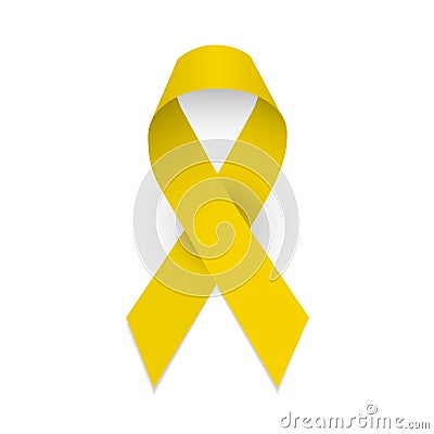 Yellow awareness ribbon. Spina bifida and childhood cancer awareness symbol. Isolated vector illustration Vector Illustration