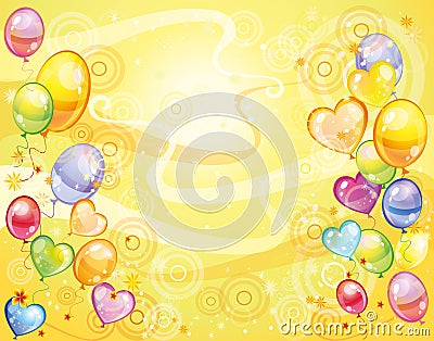 Yellow background with balloons Vector Illustration