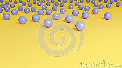 Yellow Background Blue Marbles Stock Photo