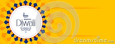 yellow background diwali celebration banner with text space vector Vector Illustration