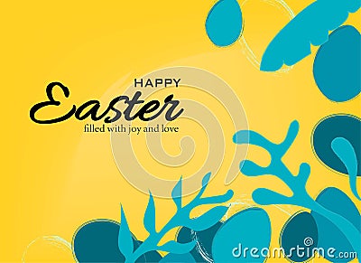 yellow background easter greeting card christianity greeting green egg card Vector Illustration