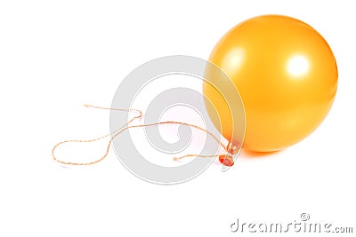 Yellow balloon with thread Stock Photo