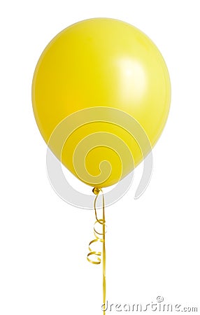 Yellow Balloon on White Stock Photo