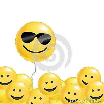 Yellow balloons cool smile Stock Photo