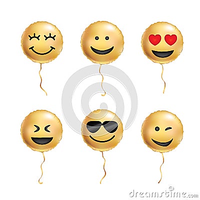 Yellow balloons cool smile Vector Illustration