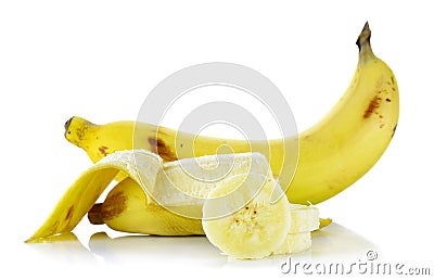 Yellow banana isolated on the white background Stock Photo