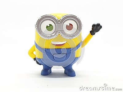 Yellow Banana Minion Toys Plastic Model from Despicable Me Movie in White Isolated Background Editorial Stock Photo