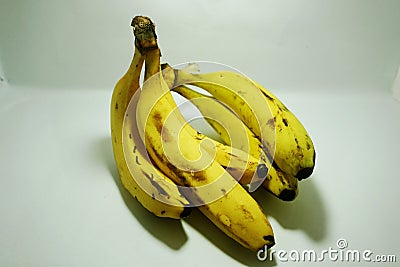 Yellow Bananas on a white background, Indian banana. Stock Photo