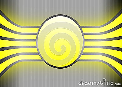 Yellow Banner on Grey Striped Background Stock Photo