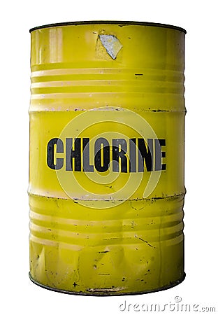 Yellow Barrel Of Chlorine Stock Photo
