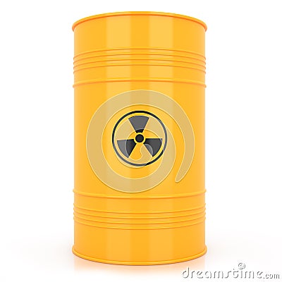 Yellow barrel with radioactive waste Stock Photo