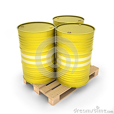 Yellow barrels on a pallet Cartoon Illustration