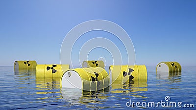 Yellow barrels for radioactive biohazard waste Stock Photo