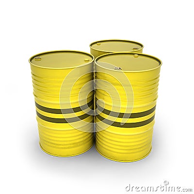 Yellow barrels on a white background Cartoon Illustration