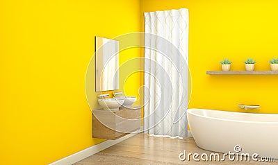 Yellow Bathroom Interior Stock Photo
