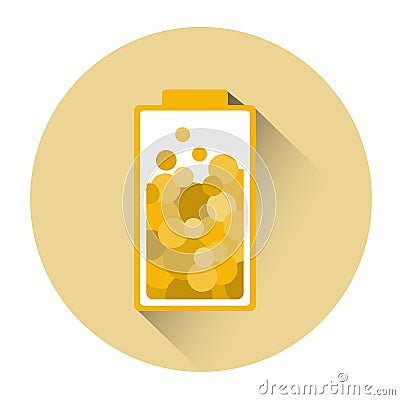 Yellow Battery Half Charge Icon Vector Illustration