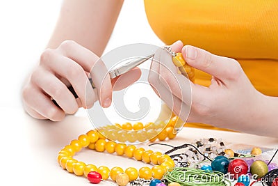 Yellow bead necklace Stock Photo