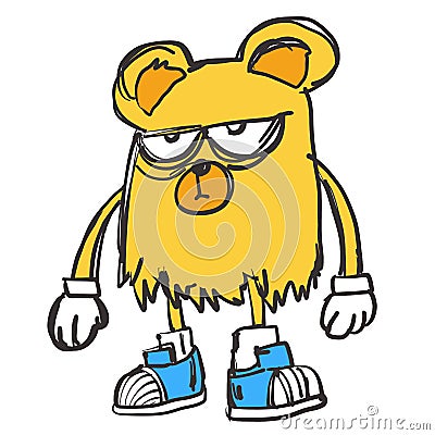 Yellow Bear rapper hip-hop Vector Illustration