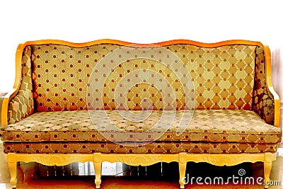 Yellow beautiful vintage sofa on white background Stock Photo