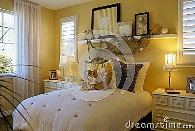 Yellow Bed Room Beach  Decor Royalty Free Stock Photography 