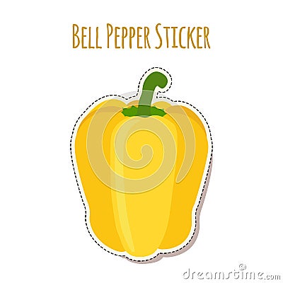 Yellow bell pepper sticker made in cartoon flat style Vector Illustration