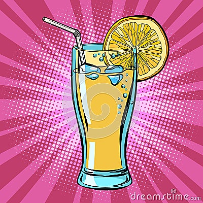 Yellow beverage juice Lemonade with lemon Vector Illustration