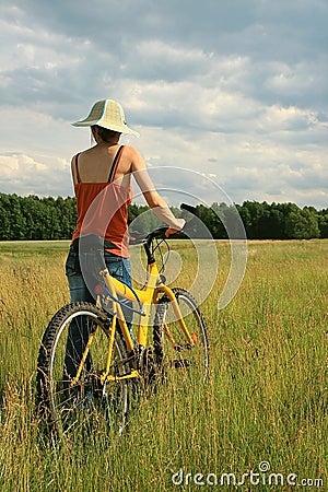 Yellow bicycle Stock Photo