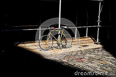 The yellow bicycle Editorial Stock Photo