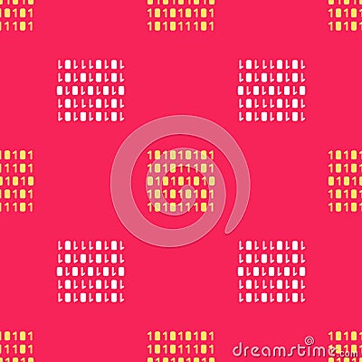 Yellow Binary code icon isolated seamless pattern on red background. Vector Illustration Vector Illustration