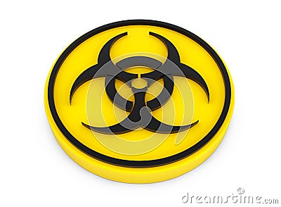 Yellow Biohazard Button Stock Photo