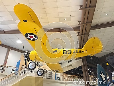 National Aviation Naval Museum biplane exhibited. Pensacola, Florida. Editorial Stock Photo