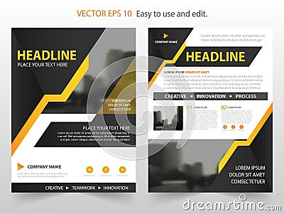 Yellow black abstract annual report Brochure design template vector. Business Flyers infographic magazine poster.Abstract layout Vector Illustration