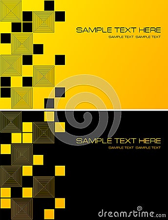 Yellow and black abstract background with squares Vector Illustration