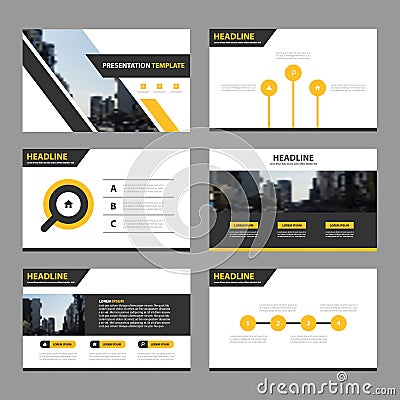 Yellow black Abstract presentation templates, Infographic elements template flat design set for annual report brochure flyer Vector Illustration