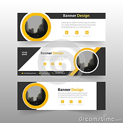 Yellow black abstract triangle corporate business banner template, horizontal advertising business banner layout template Vector Illustration